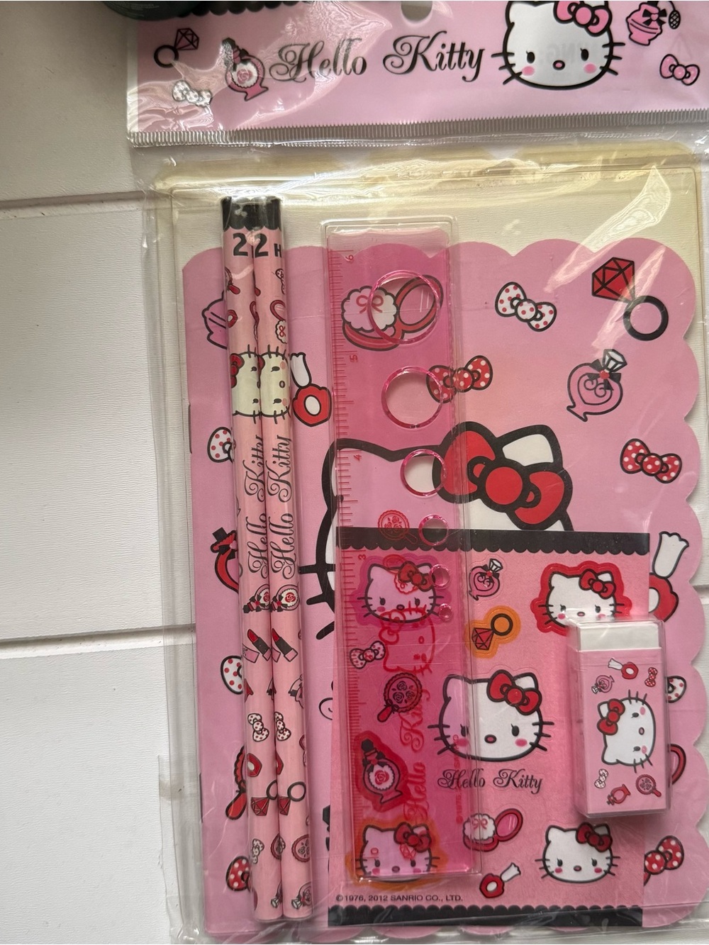 Hello Kitty Pink School Stationery Set with Ruler and Pencils